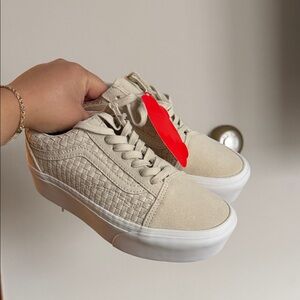 Vans Women's Textured Cream Platform Sneakers